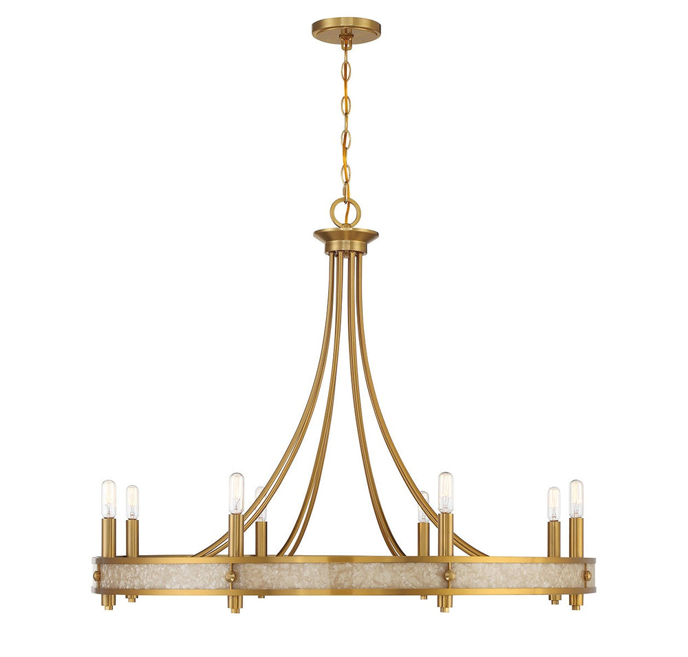 Savoy House - Eight Light Chandelier - Camden - Warm Brass- Union Lighting Luminaires Decor