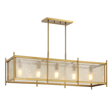 Savoy House - Five Light Linear Chandelier - Jacobs - Warm Brass- Union Lighting Luminaires Decor