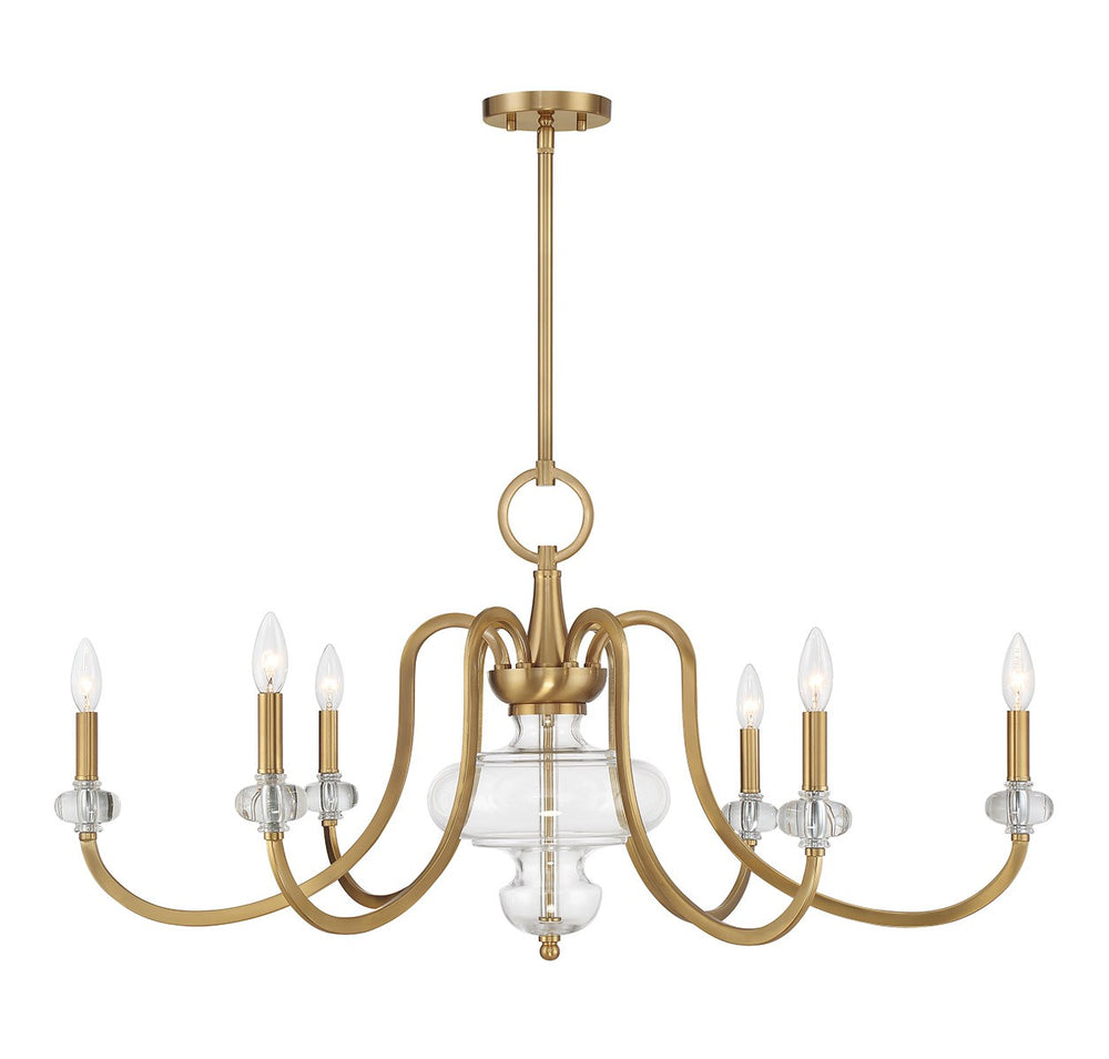 Savoy House - Six Light Chandelier - Bergdorf - Warm Brass- Union Lighting Luminaires Decor