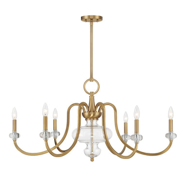 Savoy House - Six Light Chandelier - Bergdorf - Warm Brass- Union Lighting Luminaires Decor