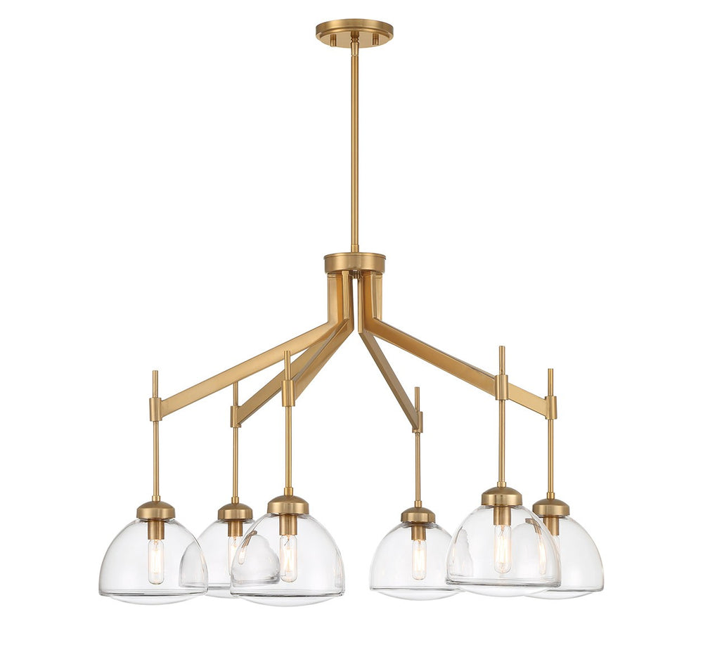 Savoy House - Six Light Chandelier - Corbin - Warm Brass- Union Lighting Luminaires Decor