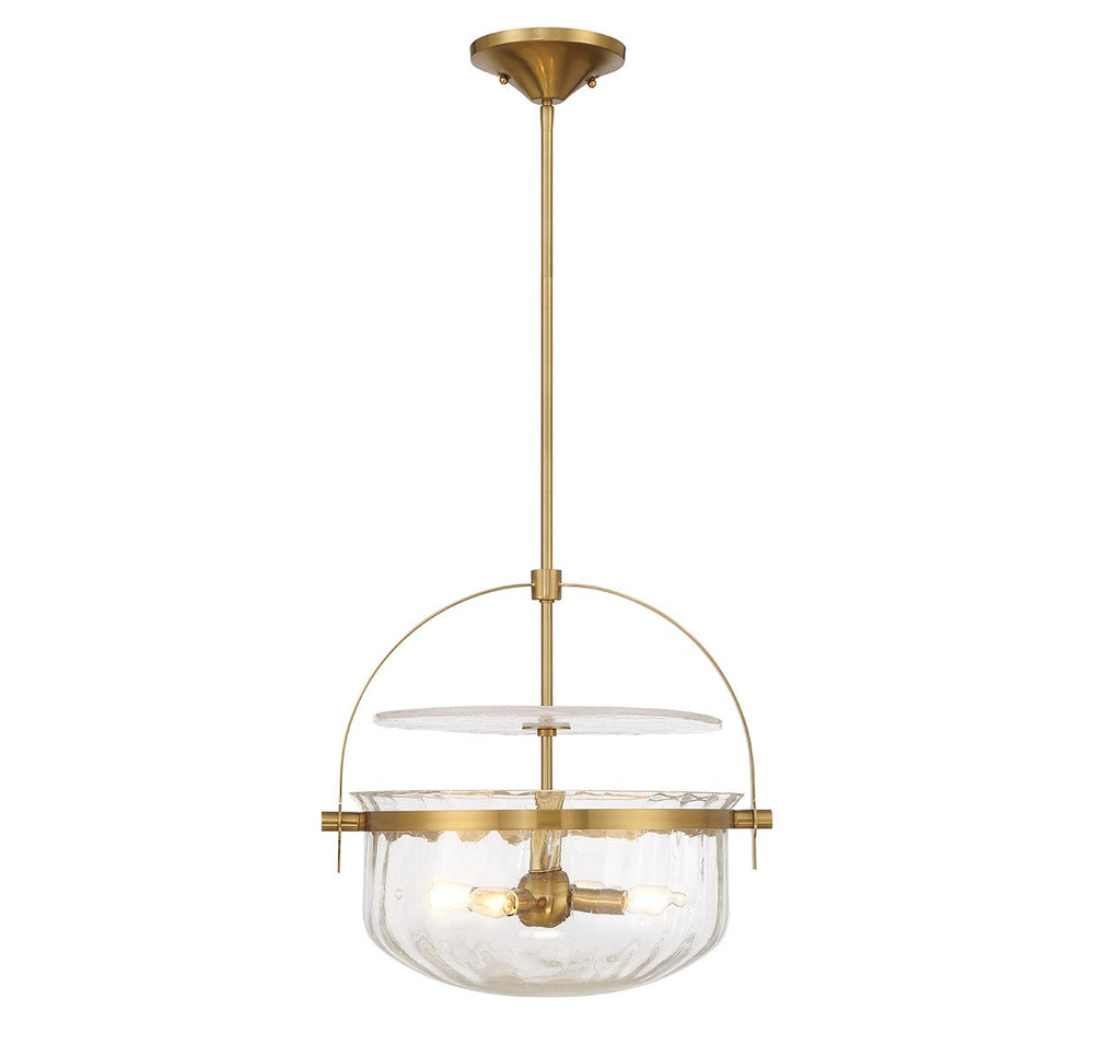 Savoy House - Four Light Convertible Semi-Flush/Pendant - Denmar - Warm Brass- Union Lighting Luminaires Decor
