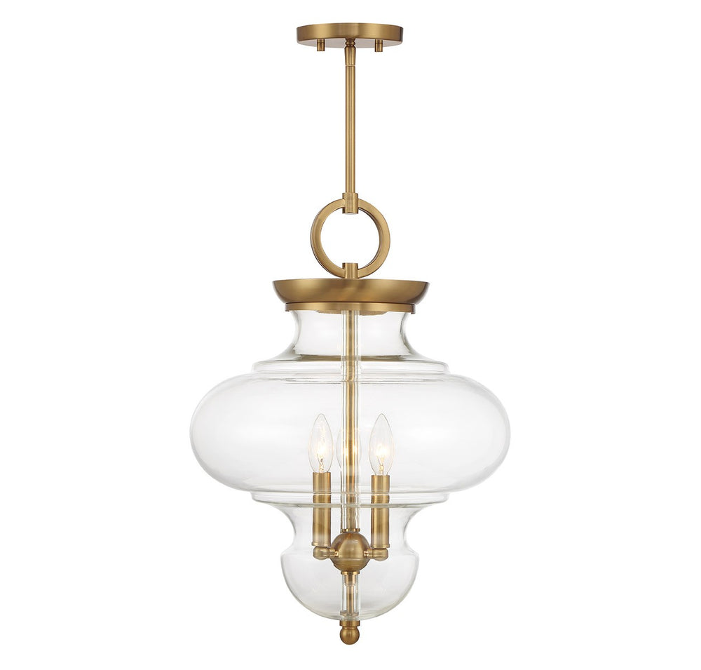 Savoy House - Three Light Pendant - Bergdorf - Warm Brass- Union Lighting Luminaires Decor
