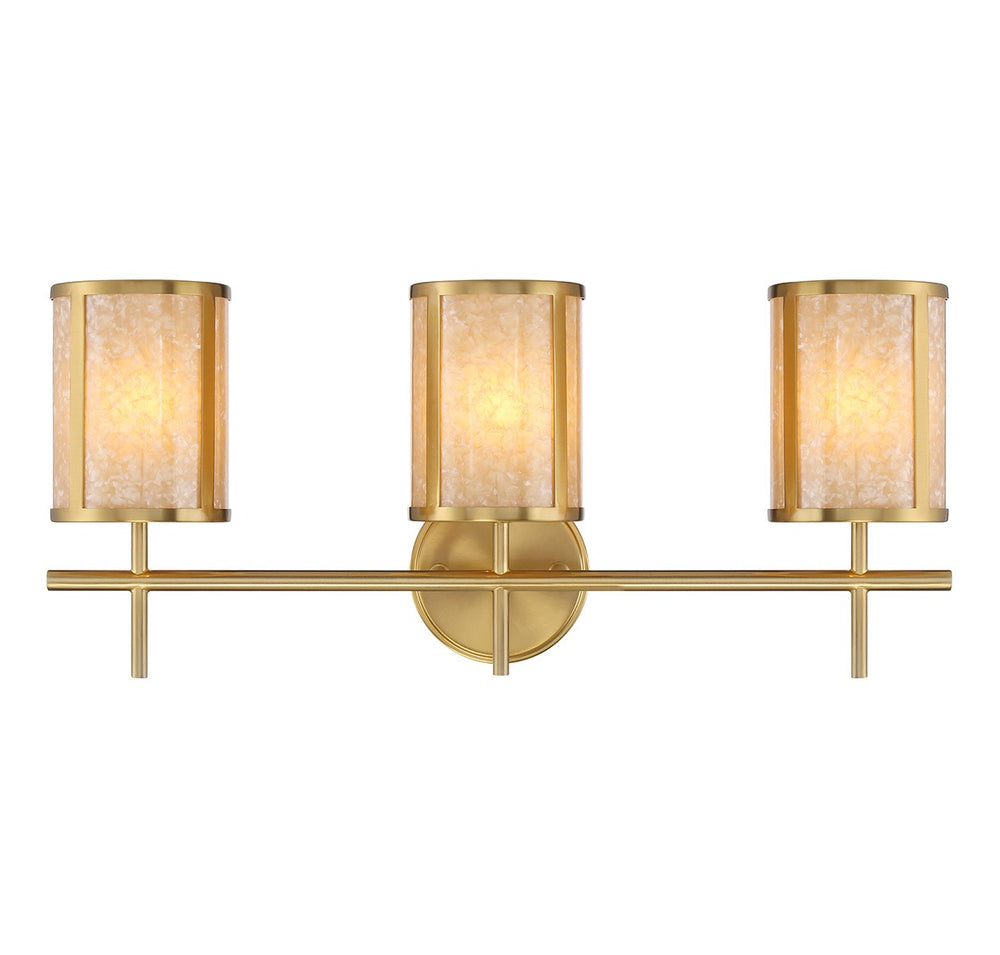Savoy House - Three Light Bathroom Vanity - Camden - Warm Brass- Union Lighting Luminaires Decor