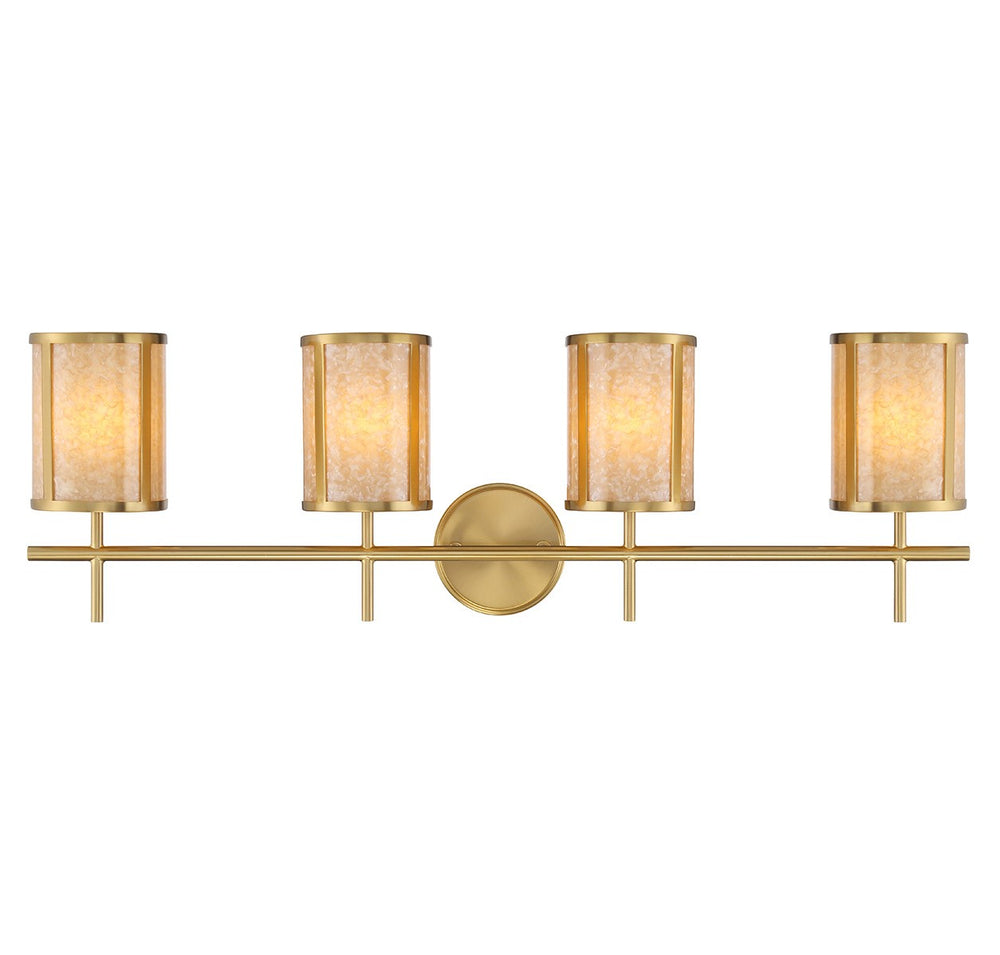 Savoy House - Four Light Bathroom Vanity - Camden - Warm Brass- Union Lighting Luminaires Decor