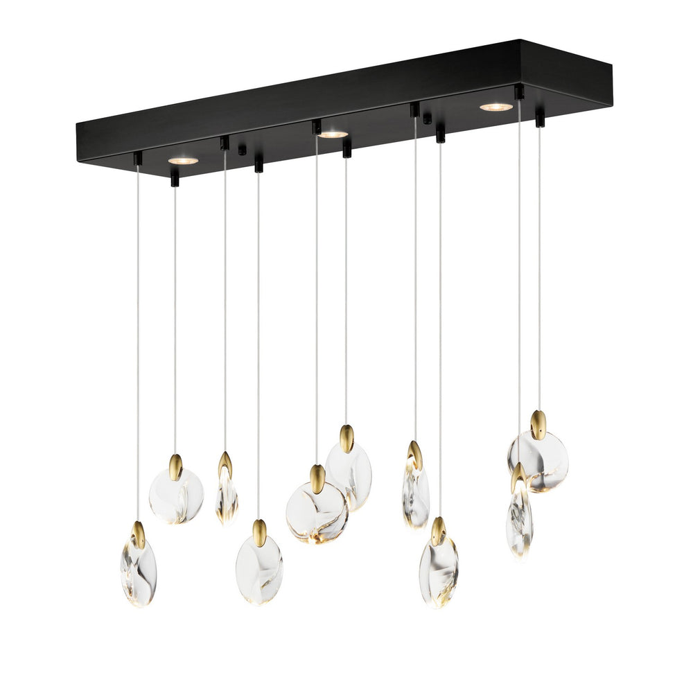 ET2 - LED Linear Pendant - Pebble - Black / Polished Gold- Union Lighting Luminaires Decor