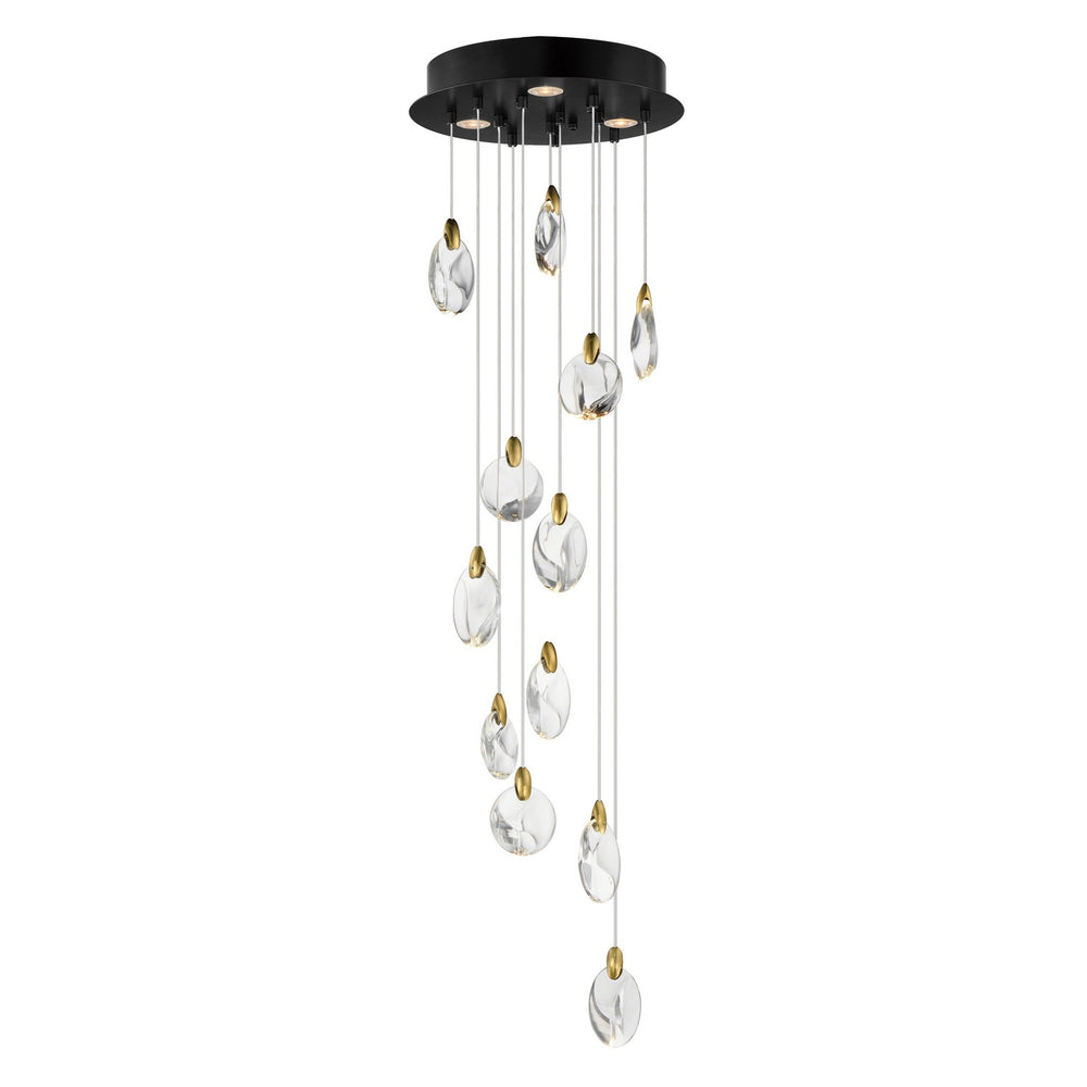 ET2 - LED Pendant - Pebble - Black / Polished Gold- Union Lighting Luminaires Decor
