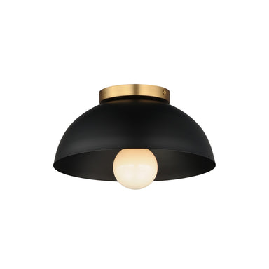 Maxim - One Light Flush Mount - Thelonious - Black / Natural Aged Brass- Union Lighting Luminaires Decor