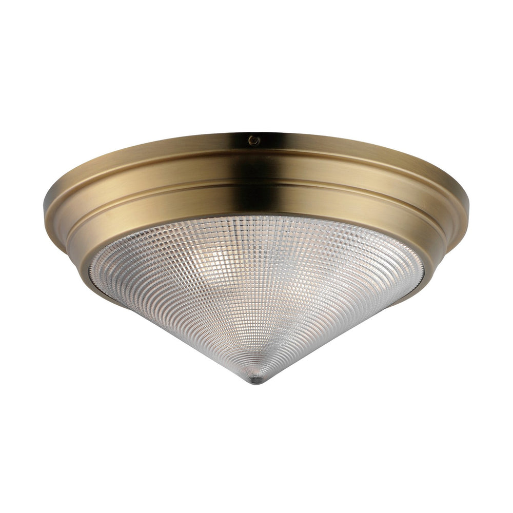 Maxim - Three Light Flush Mount - Hargreaves - Natural Aged Brass- Union Lighting Luminaires Decor