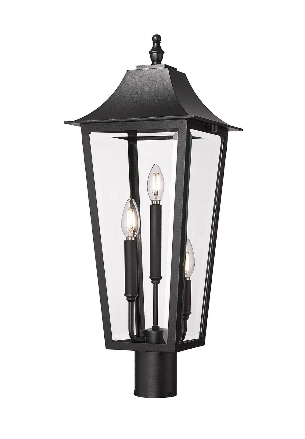 Z-Lite Canada - Three Light Outdoor Post Mount Fixture - Gannon - Black- Union Lighting Luminaires Decor