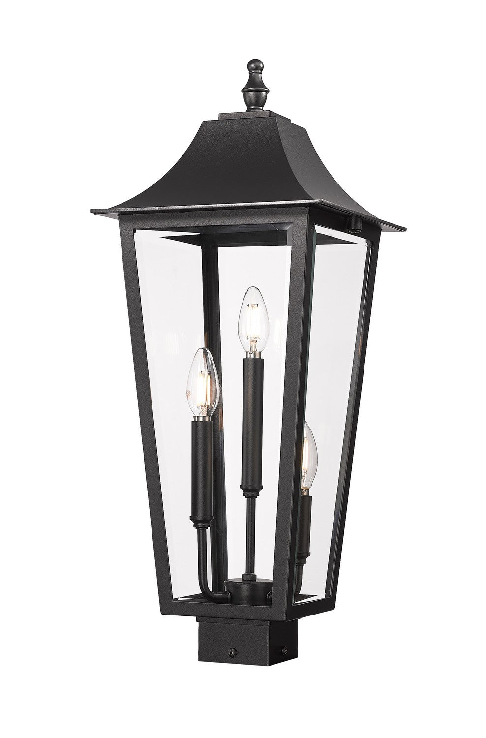 Z-Lite Canada - Three Light Outdoor Post Mount Fixture - Gannon - Black- Union Lighting Luminaires Decor