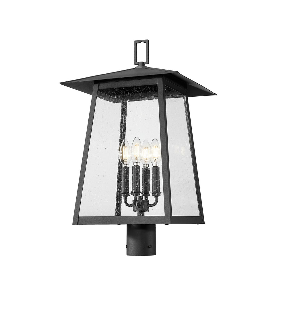 Z-Lite Canada - Four Light Outdoor Post Mount Fixture - Rainer - Black- Union Lighting Luminaires Decor