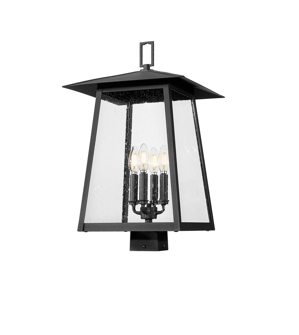 Z-Lite Canada - Four Light Outdoor Post Mount Fixture - Rainer - Black- Union Lighting Luminaires Decor