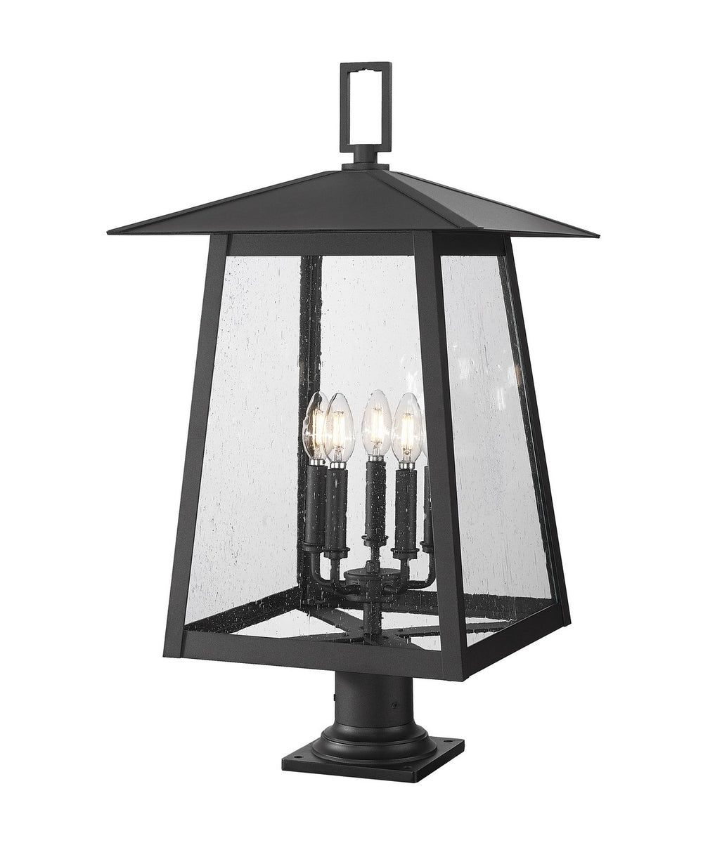 Z-Lite Canada - Five Light Outdoor Pier Mounted Fixture - Rainer - Black- Union Lighting Luminaires Decor