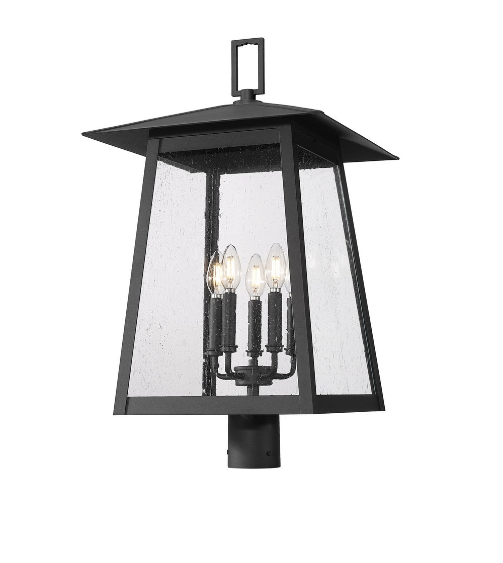 Z-Lite Canada - Five Light Outdoor Post Mount Fixture - Rainer - Black- Union Lighting Luminaires Decor