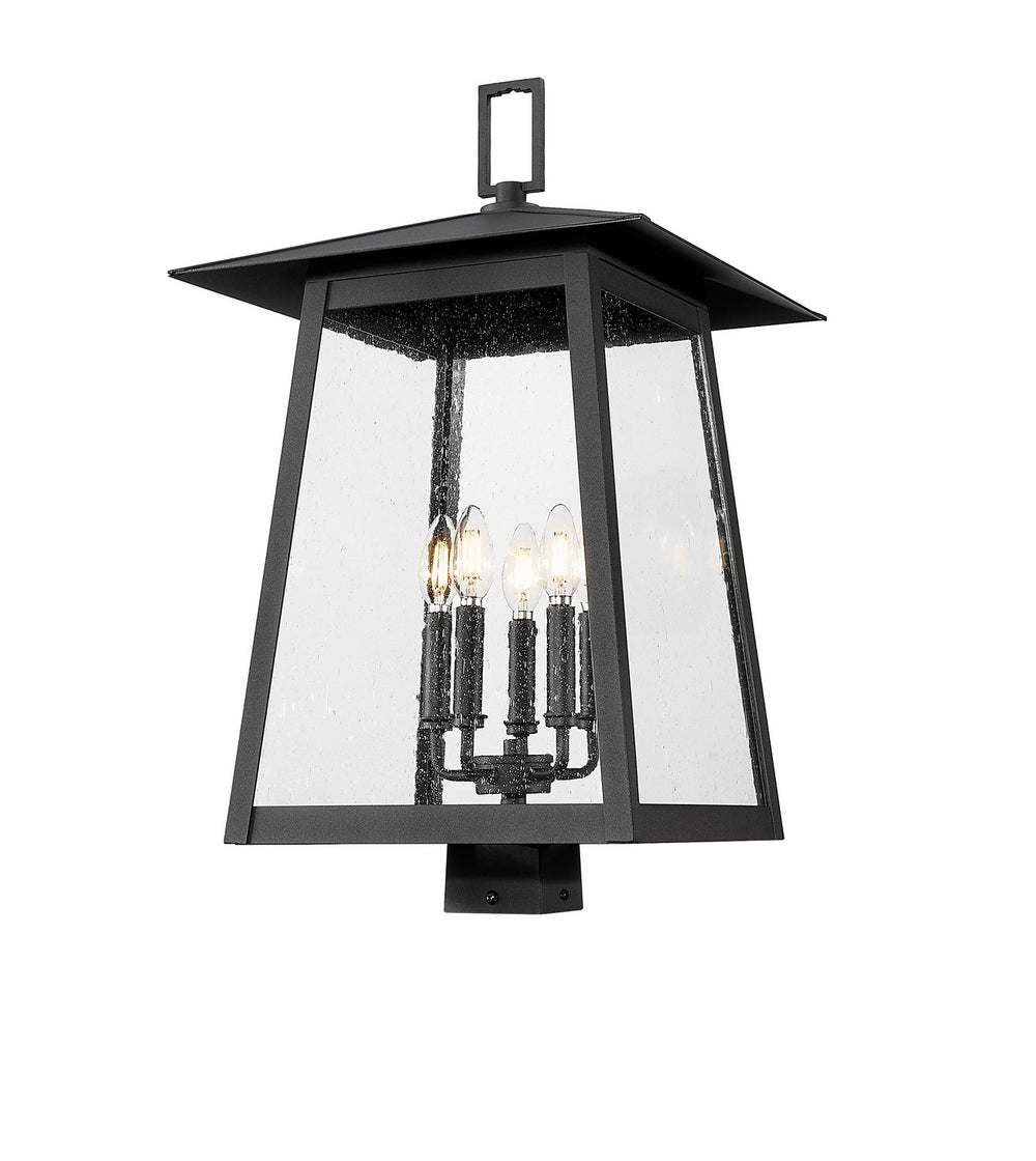 Z-Lite Canada - Five Light Outdoor Post Mount Fixture - Rainer - Black- Union Lighting Luminaires Decor