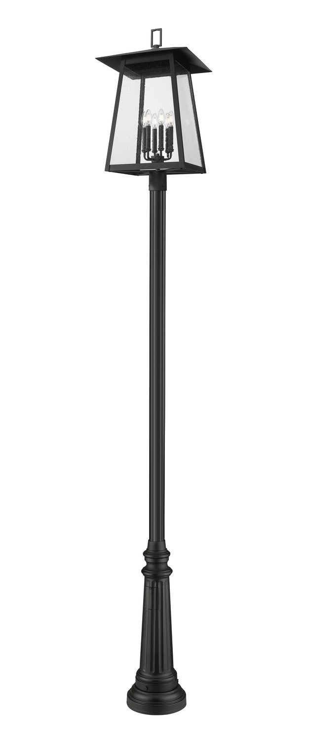 Z-Lite Canada - Six Light Outdoor Post Mounted Fixture - Rainer - Black- Union Lighting Luminaires Decor