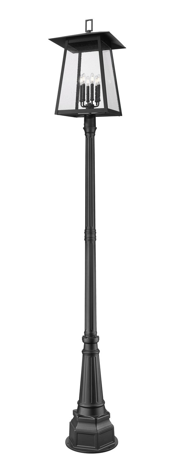 Z-Lite Canada - Six Light Outdoor Post Mounted Fixture - Rainer - Black- Union Lighting Luminaires Decor