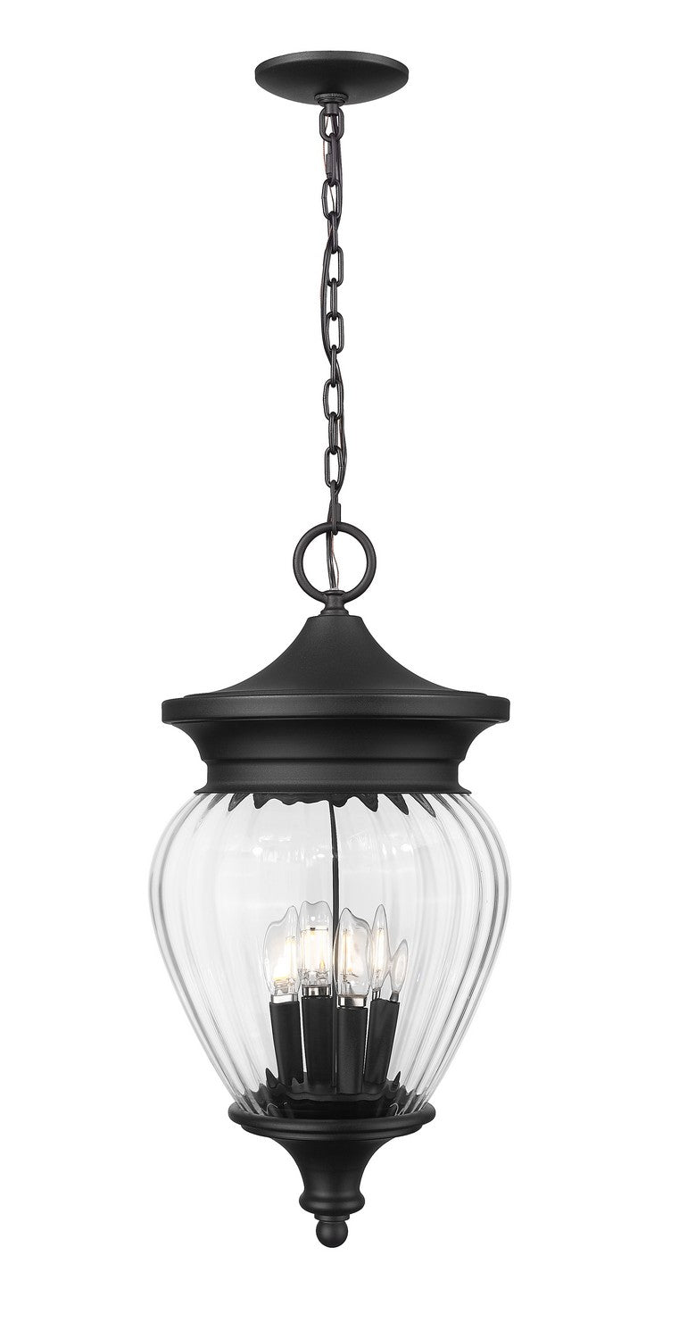 Z-Lite Canada - Four Light Outdoor Chain Mount Ceiling Fixture - Davina - Black- Union Lighting Luminaires Decor
