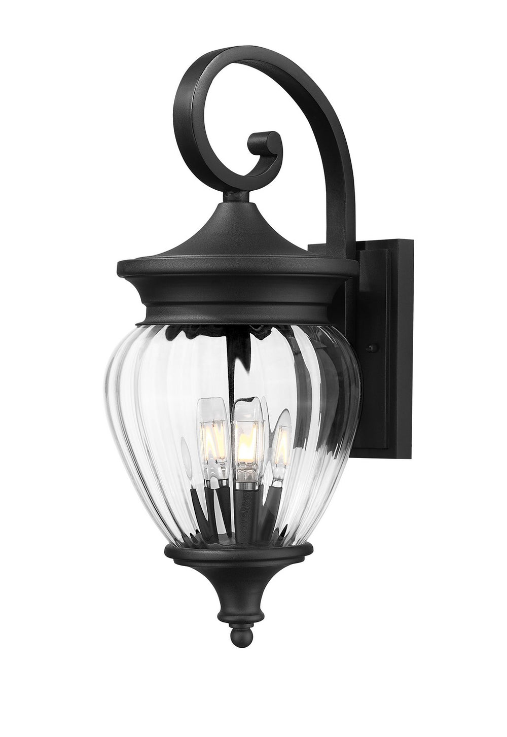 Z-Lite Canada - Three Light Outdoor Wall Light - Davina - Black- Union Lighting Luminaires Decor