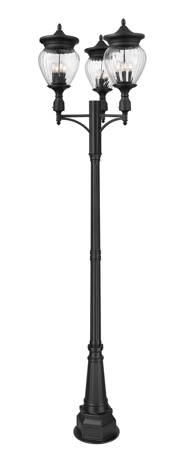 Z-Lite Canada - Four Light Outdoor Post Mounted Fixture - Davina - Black- Union Lighting Luminaires Decor