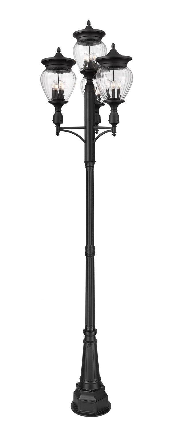 Z-Lite Canada - Four Light Outdoor Post Mounted Fixture - Davina - Black- Union Lighting Luminaires Decor