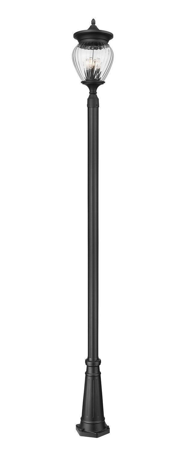 Z-Lite Canada - Four Light Outdoor Post Mounted Fixture - Davina - Black- Union Lighting Luminaires Decor