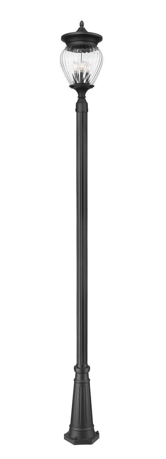 Z-Lite Canada - Four Light Outdoor Post Mounted Fixture - Davina - Black- Union Lighting Luminaires Decor