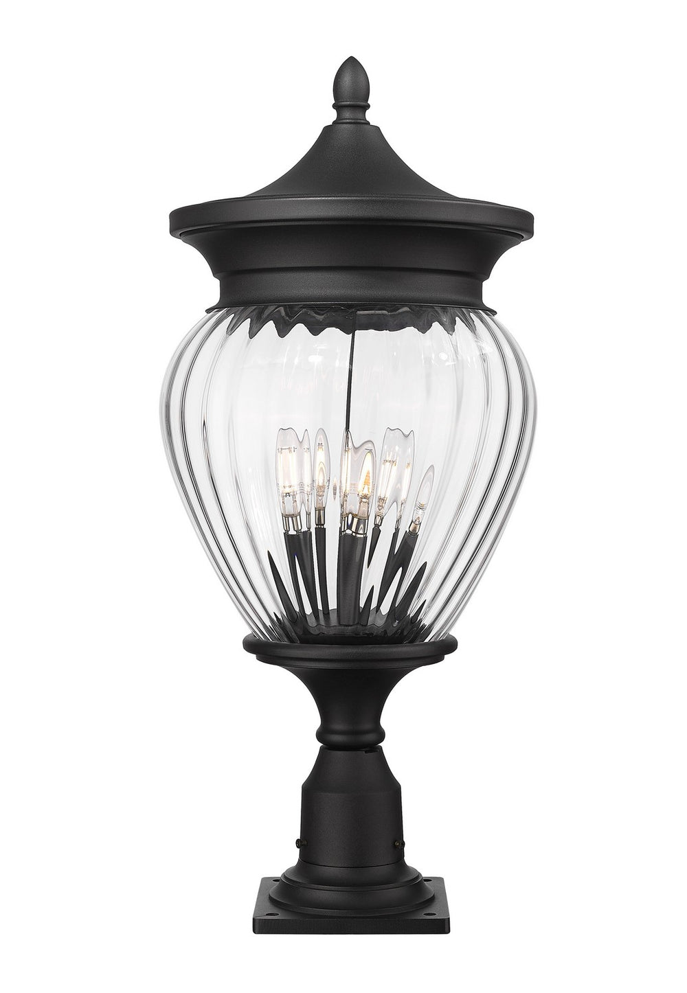 Z-Lite Canada - Four Light Outdoor Pier Mounted Fixture - Davina - Black- Union Lighting Luminaires Decor