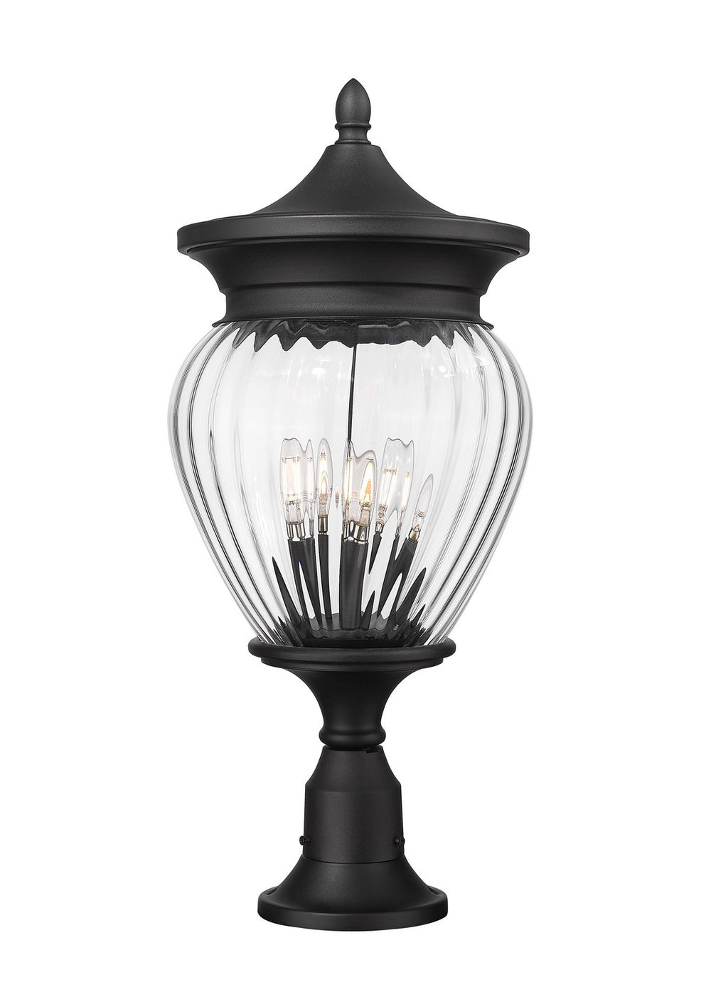 Z-Lite Canada - Four Light Outdoor Pier Mounted Fixture - Davina - Black- Union Lighting Luminaires Decor