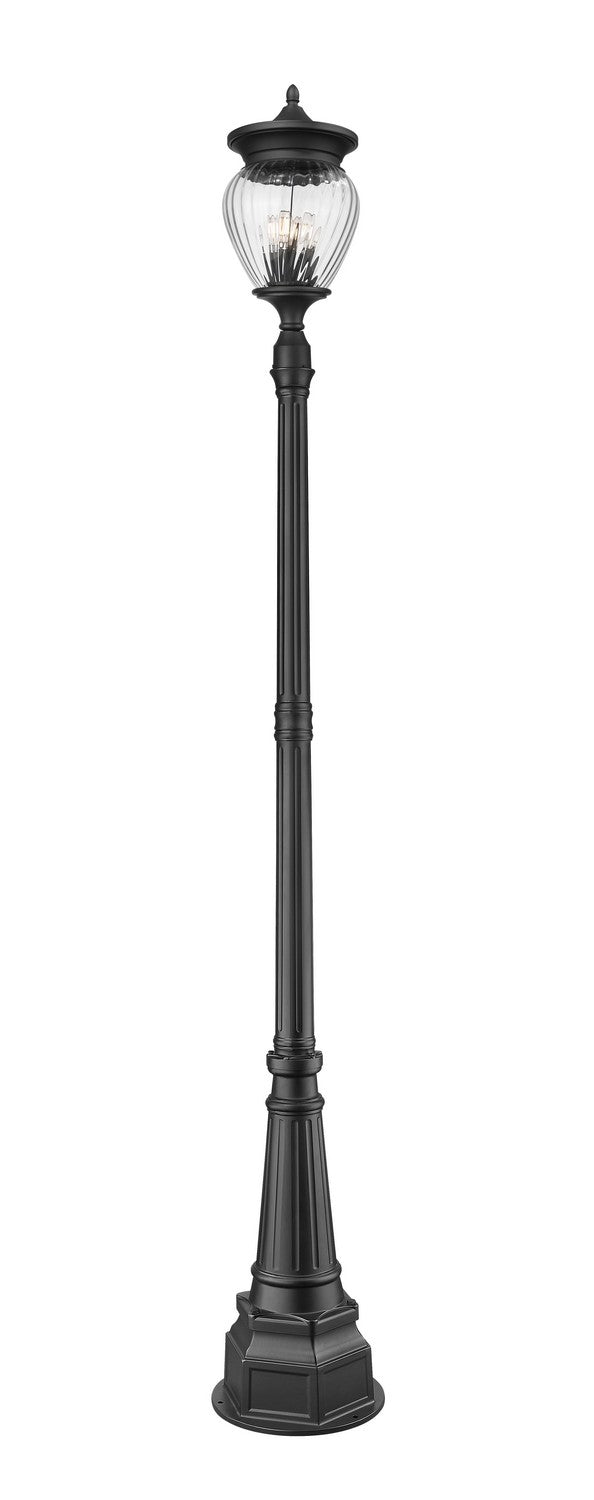 Z-Lite Canada - Four Light Outdoor Post Mounted Fixture - Davina - Black- Union Lighting Luminaires Decor