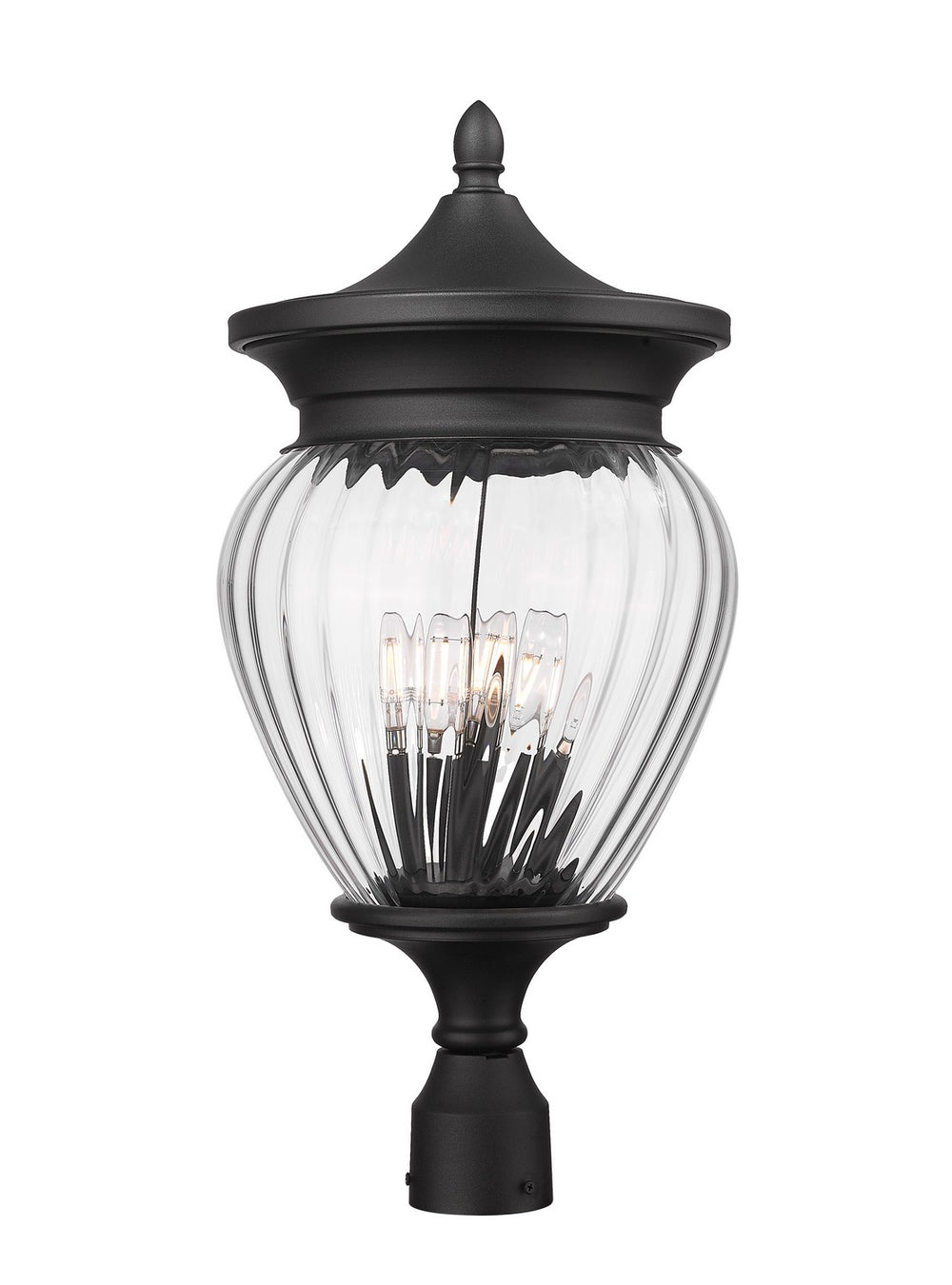 Z-Lite Canada - Four Light Outdoor Post Mount Fixture - Davina - Black- Union Lighting Luminaires Decor