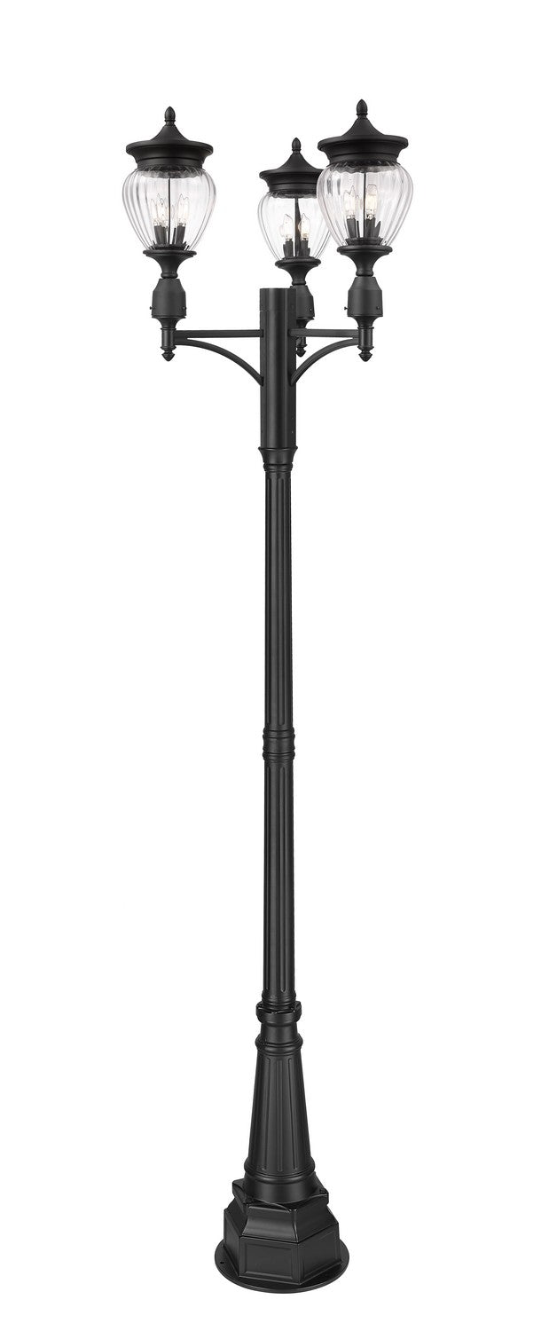 Z-Lite Canada - Three Light Outdoor Post Mounted Fixture - Davina - Black- Union Lighting Luminaires Decor