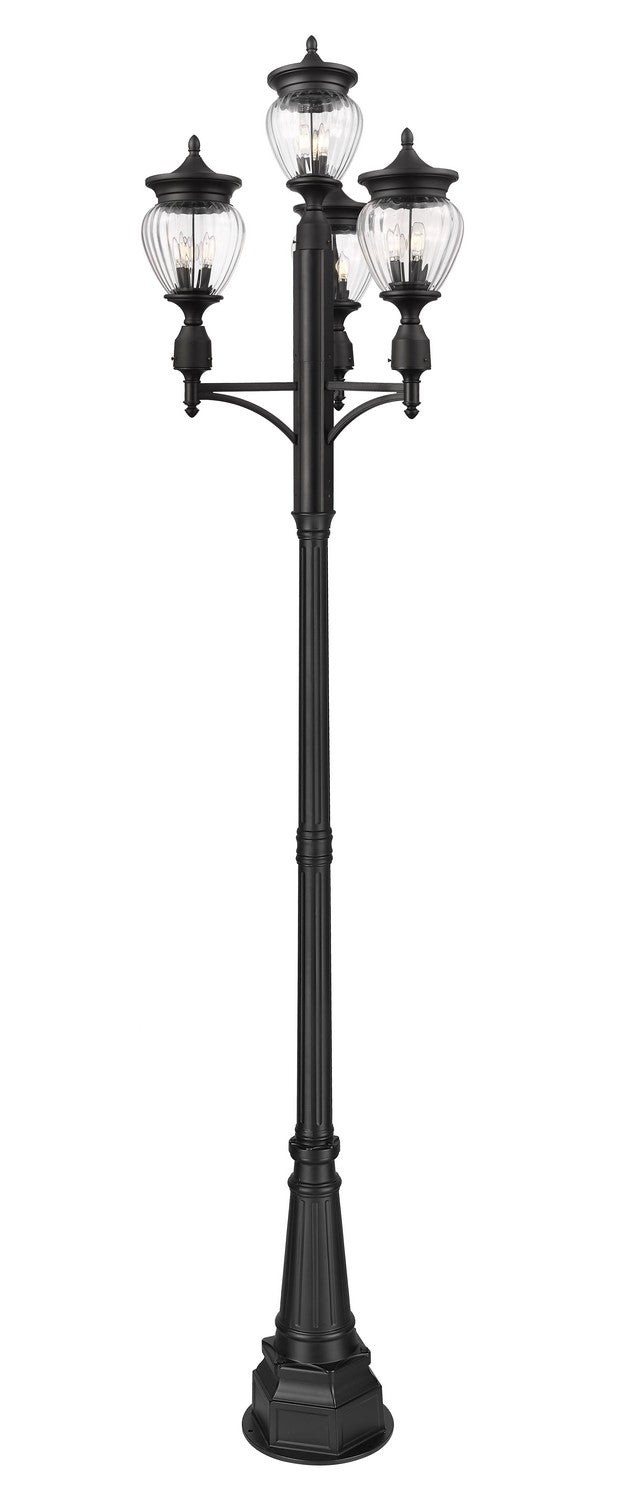 Z-Lite Canada - Three Light Outdoor Post Mounted Fixture - Davina - Black- Union Lighting Luminaires Decor