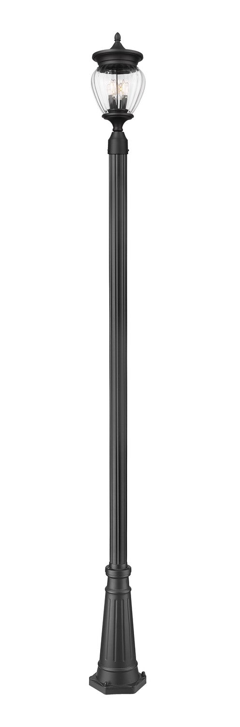 Z-Lite Canada - Three Light Outdoor Post Mounted Fixture - Davina - Black- Union Lighting Luminaires Decor