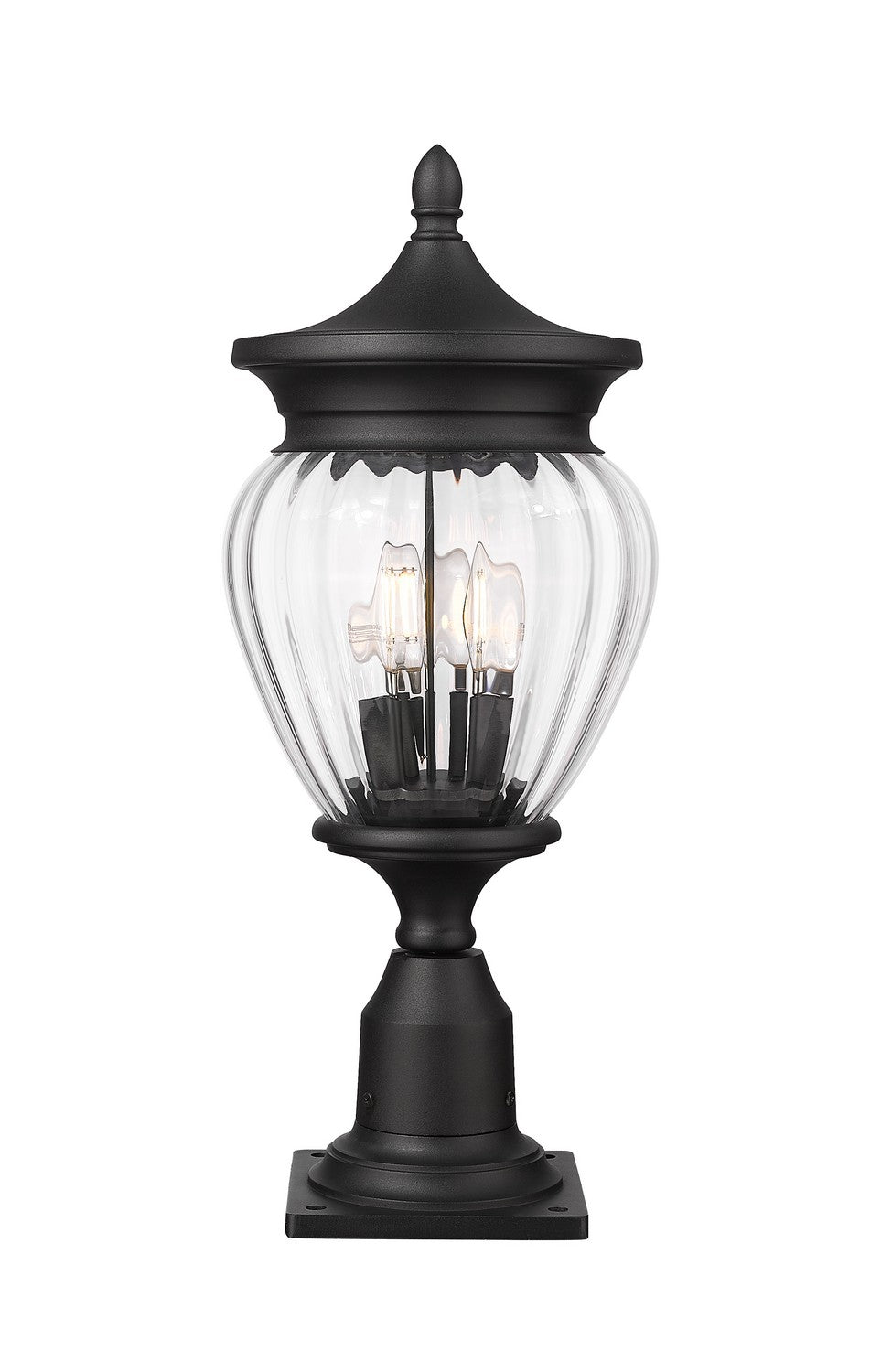 Z-Lite Canada - Three Light Outdoor Pier Mounted Fixture - Davina - Black- Union Lighting Luminaires Decor