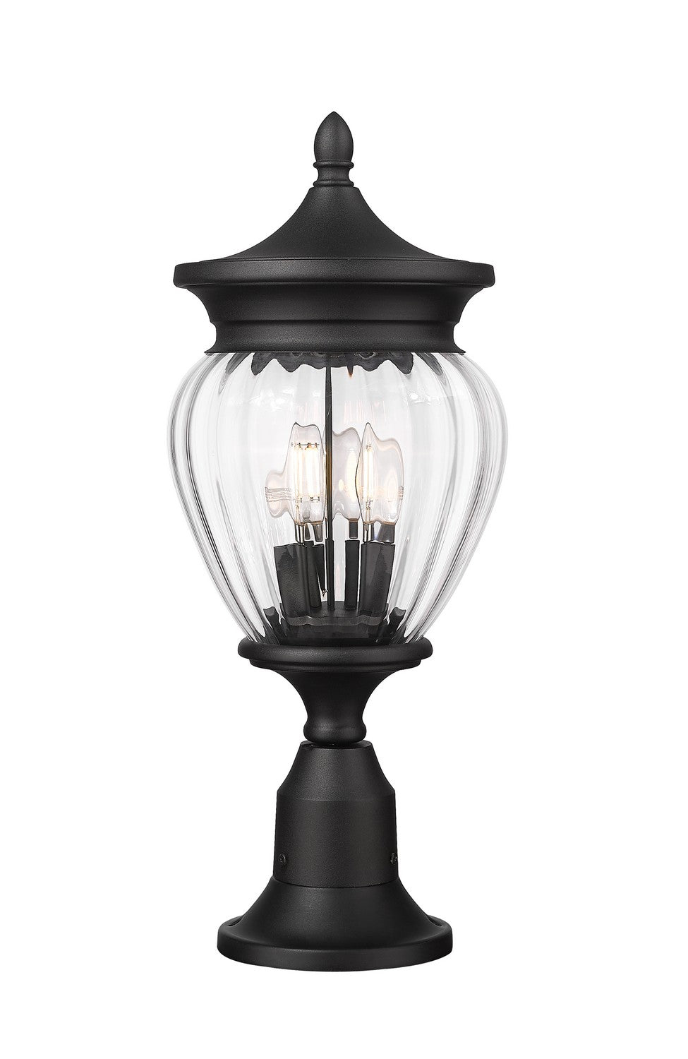 Z-Lite Canada - Three Light Outdoor Pier Mounted Fixture - Davina - Black- Union Lighting Luminaires Decor