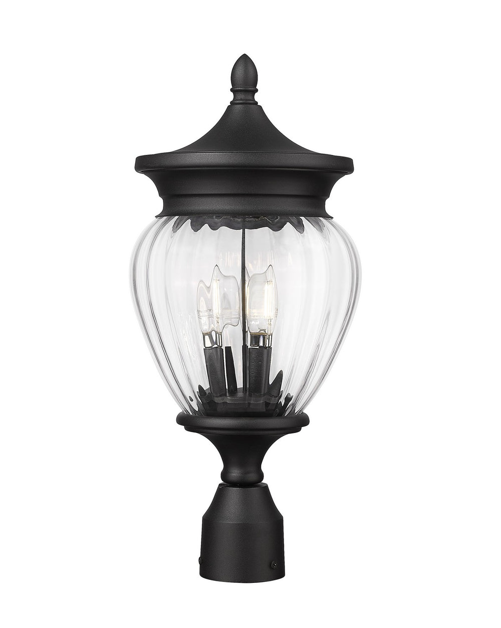 Z-Lite Canada - Three Light Outdoor Post Mount Fixture - Davina - Black- Union Lighting Luminaires Decor