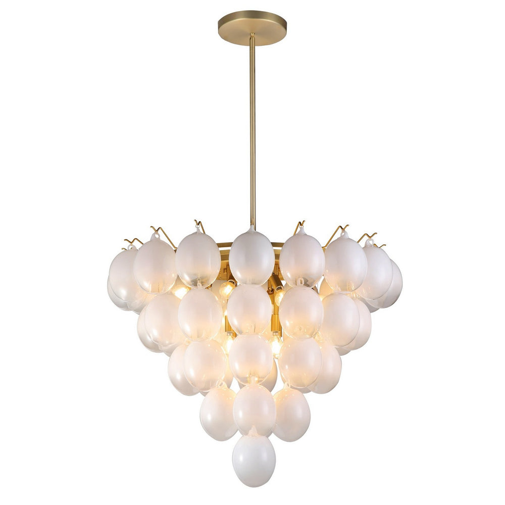 Artcraft Canada - 13 Light Chandelier - Globo - Brushed Brass, Ombre White- Union Lighting Luminaires Decor