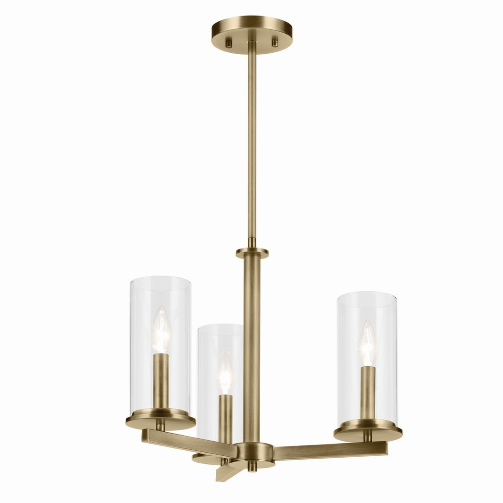 Kichler Canada - Three Light Chandelier - Crosby - Natural Brass- Union Lighting Luminaires Decor