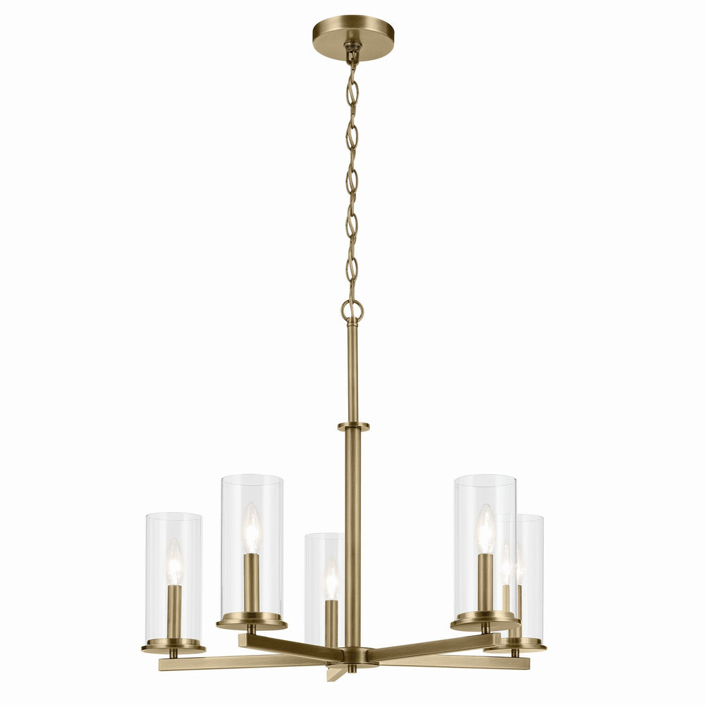 Kichler Canada - Five Light Chandelier - Crosby - Natural Brass- Union Lighting Luminaires Decor
