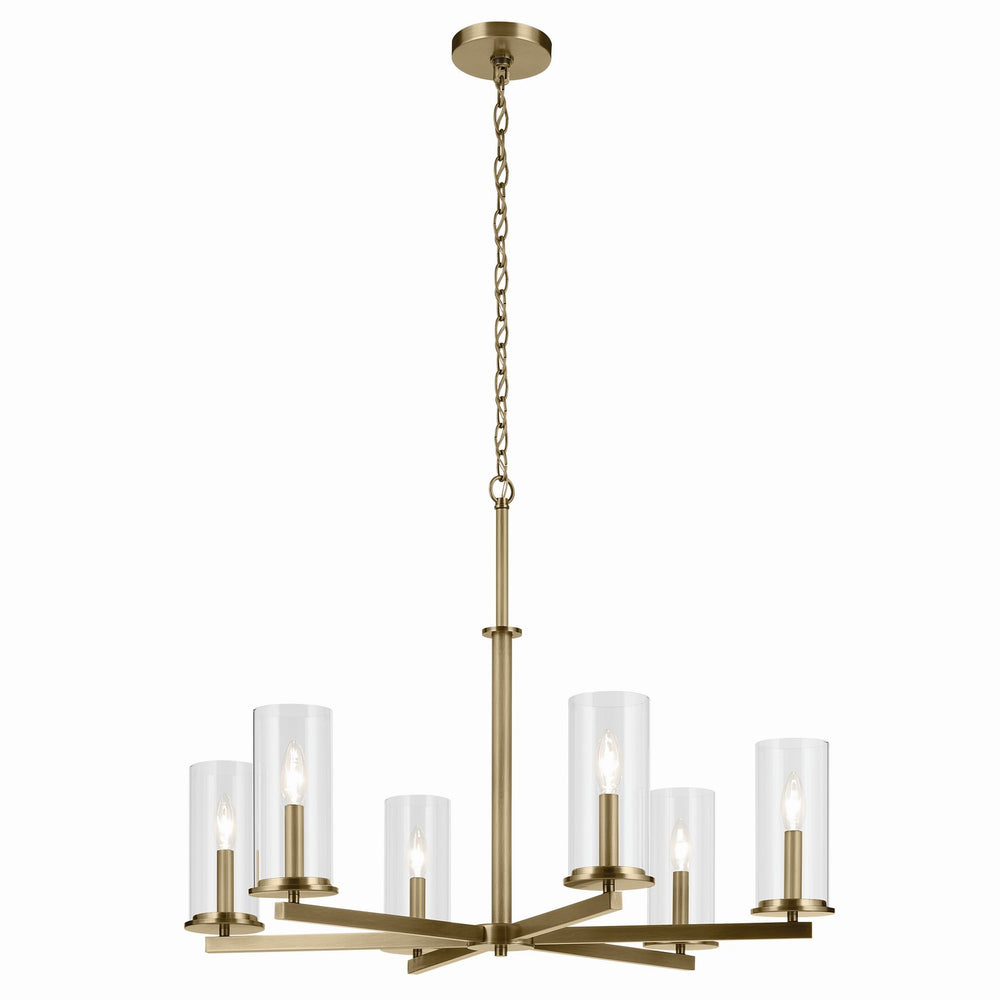 Kichler Canada - Six Light Chandelier - Crosby - Natural Brass- Union Lighting Luminaires Decor