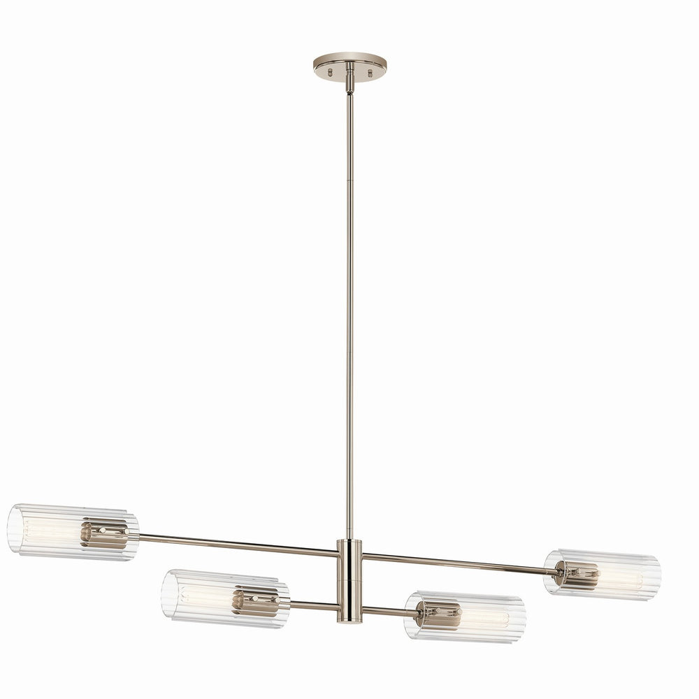 Kichler Canada - Four Light Linear Chandelier - Velestino - Polished Nickel- Union Lighting Luminaires Decor