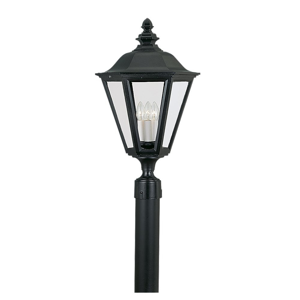 Generation Lighting Canada - Three Light Outdoor Post Lantern - Brentwood - Black- Union Lighting Luminaires Decor