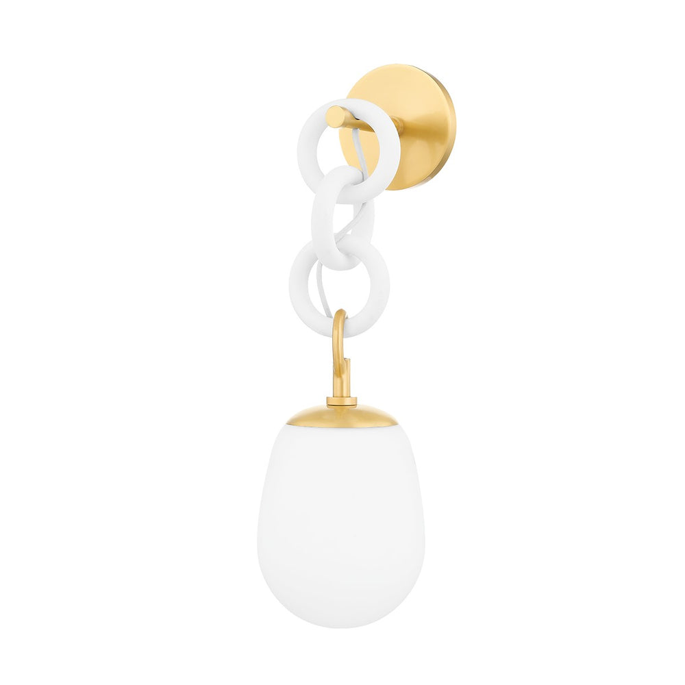 Mitzi Canada - One Light Wall Sconce - Marina - Aged Brass/Textured White- Union Lighting Luminaires Decor