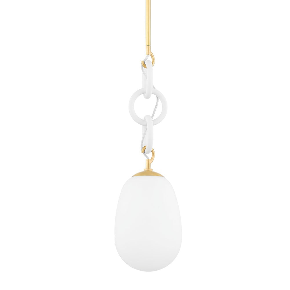 Mitzi Canada - One Light Pendant - Marina - Aged Brass/Textured White- Union Lighting Luminaires Decor