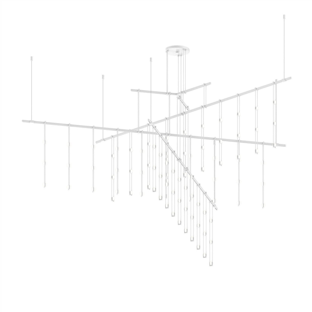 Sonneman - Tri-Bar w/ Crystal Ladder Light Luminaires - Suspenders - Satin White- Union Lighting Luminaires Decor