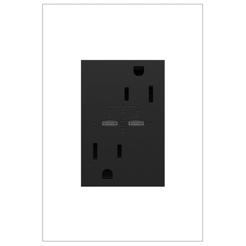 Legrand Canada - 15A Tamper-Resistant Ultra-Fast Plus Power Delivery USB Type-C/C Outlet, Plus-Size - Graphite- Union Lighting Luminaires Decor