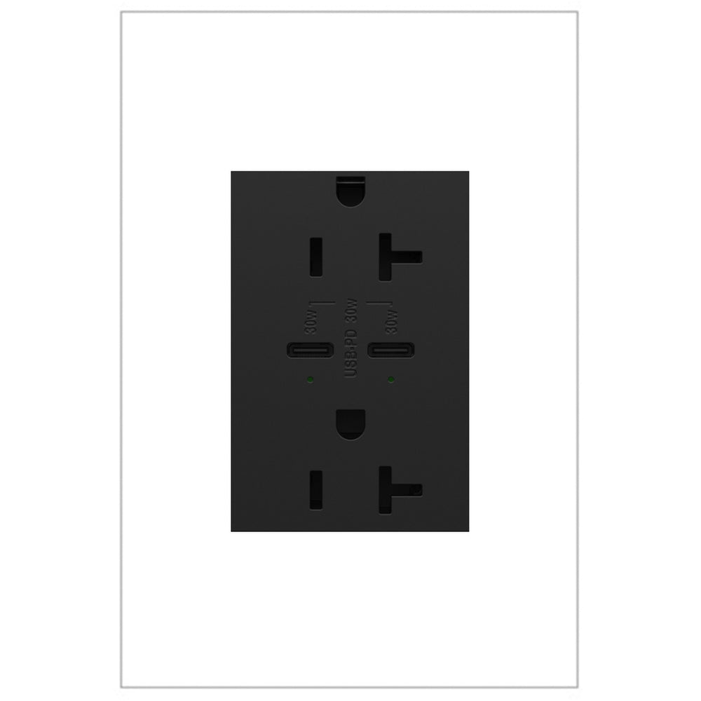 Legrand Canada - 20A Tamper-Resistant Ultra-Fast Plus Power Delivery USB Type-C/C Outlet, Plus-Size - Graphite- Union Lighting Luminaires Decor