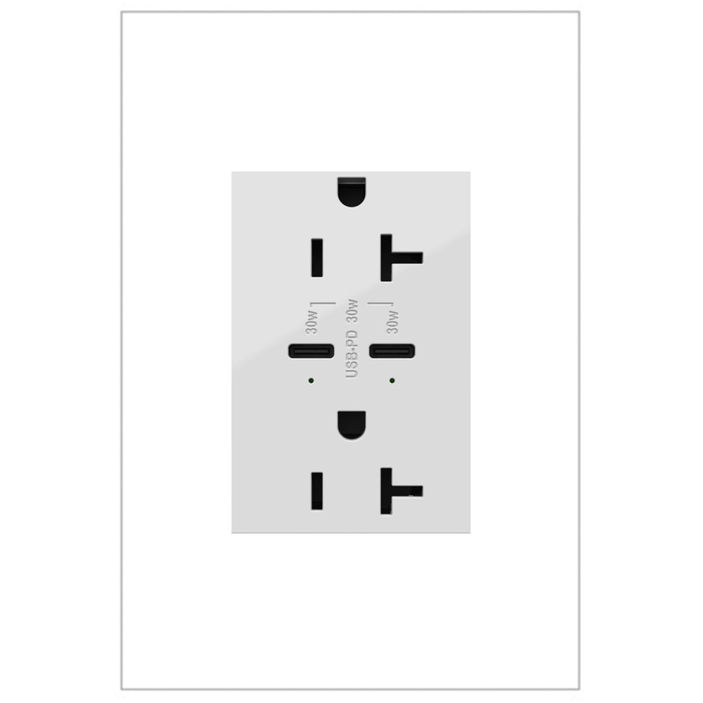 Legrand Canada - 20A Tamper-Resistant Ultra-Fast Plus Power Delivery USB Type-C/C Outlet, Plus-Size - White- Union Lighting Luminaires Decor